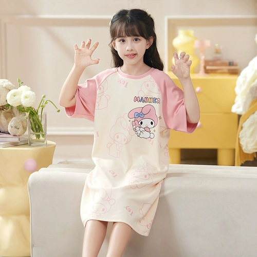 Детская пижама, летняя мультяшная юбка для принцессы, короткий рукав, подходит для подростков