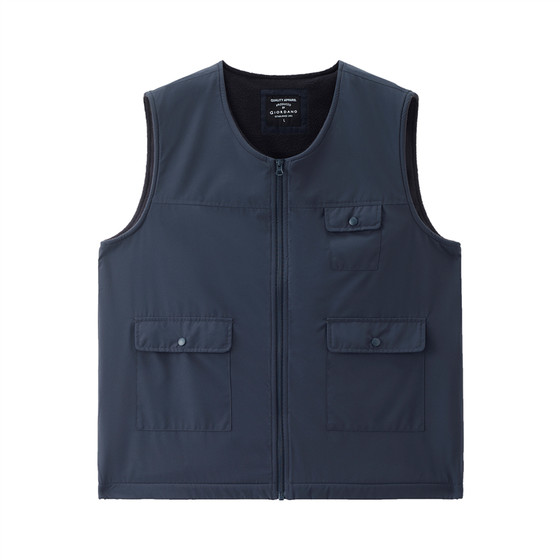 
Giordano vest jacket men's outer wear new velvet workwear multi-pocket round neck vest jacket 13075856