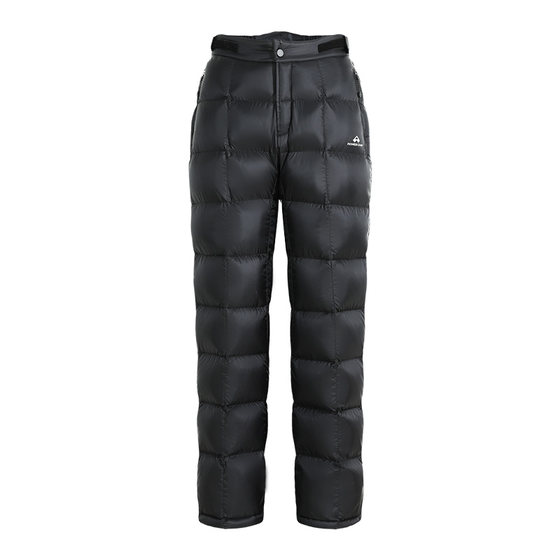 
Tuoluzer men and women's down pants wearing thick goose down pants on the outside with double zippers on the side quickly take off outdoor hiking warm trousers