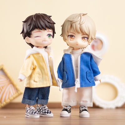 taobao agent OB11 baby casual hooded trench coat long -sleeved top 12 points bjd doll GSC molly p9 clothes