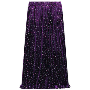 
Luoluo Jiejie Purple Floral A-Line Skirt Women's 2025 New Velvet Small Skirt Floral Skirt