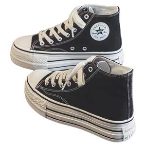 
2026 spring new thick-soled high-top canvas shoes for women, versatile platform sole, casual student board, breathable ins shoe trend