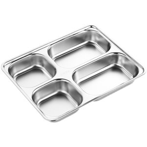 304 Stainless Steel Food Date Canteen Adult Fast Food Food Grade Food Divided Restaurant Adult Four -grid tableware

