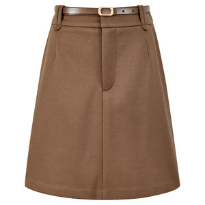 
Yisha Bufeiyouhua Maillard denim skirt women's new autumn and winter brown a-line mid-length one-step skirt