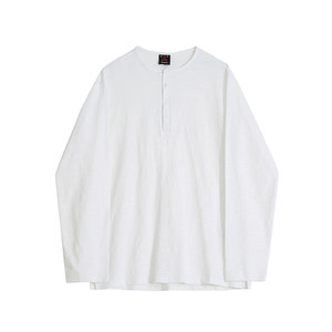 MRCYC Henry Neck Loose Long Sleeve T-shirt Men's Autumn Bamboo Cotton Base Shirt Korean Fashion Old Qian Style Top