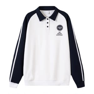 
New spring and autumn teenager sweatshirt for boys polo collar junior high school students wear big children's tops trendy clothes