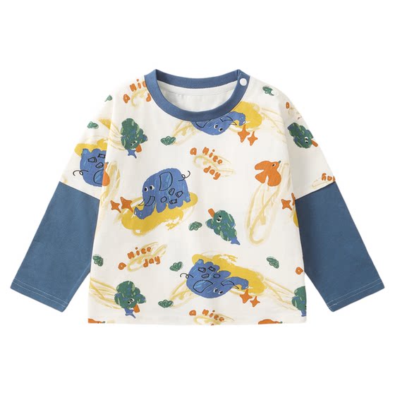 
Baby clothes boys long-sleeved T-shirts fake two-piece spring and autumn girls baby autumn clothes children's bottoming shirts casual tops
