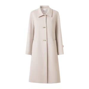 Double-sided cashmere coat for women with white large size Hepburn style high-end slim doll collar mid-length woolen jacket trendy
