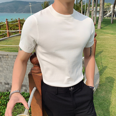taobao agent Thin elite silk short sleeve T-shirt, knitted top, long-sleeve, Korean style