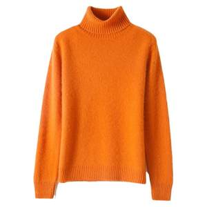 Thickened turtleneck sweater women's base shirt 100 pure wool pullover loose knitted large size cashmere sweater black autumn and winter