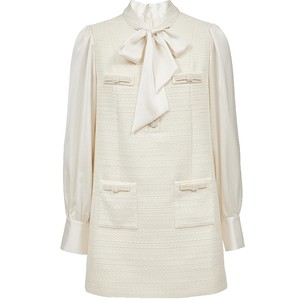 
Vero Moda Dress 2025 Autumn and Winter New Floating Neck Beading Decorated Pocket A-Line Skirt Elegant and Generous