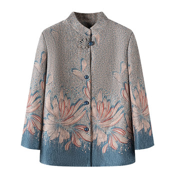 
Middle-aged and elderly women's autumn coats, grandma's stand-up collar tops