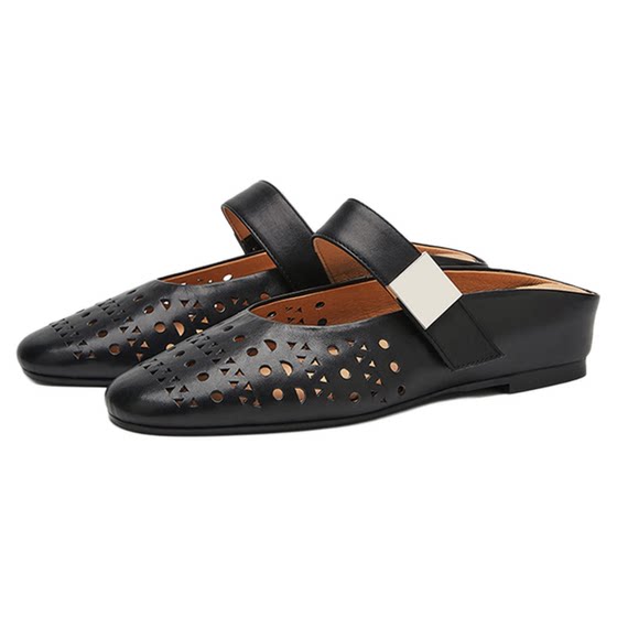 
MILLIE'S/MILLIE'S French hollow toe-cap half slippers women's shoes shallow mouth buckle commuting soft-soled slippers