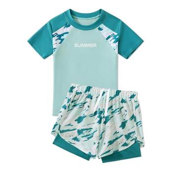 Children's swimsuit boys split double layer swimming trunks