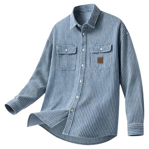 
Lu Xiaohu ACTUP blue denim striped long-sleeved shirt men's spring lapel work shirt youth jacket