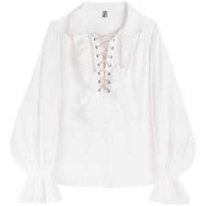 Gothic retro shirt male dark decadent long -sleeved Halloween adult shirt European medieval casual top