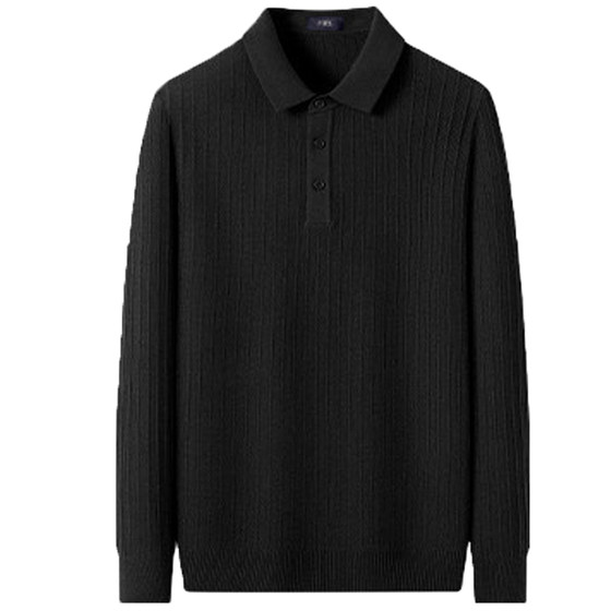 
Shanshan wool mulberry silk autumn and winter three-dimensional texture warm long-sleeved Polo shirt men's lapel sweater T-shirt
