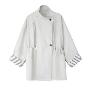 
PAPERLLL Xinjian Sauran Modern Designed Large Lapel Waist Mid-Length Leather Windbreaker Feminine Style Jacket