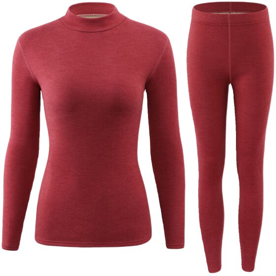 Middle -high -necked wool silk silk warm underwear women's set thickened plus velvet autumn clothing autumn pants bottoming winter cotton sweater
