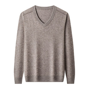 
Chunzhu 100% pure cashmere sweater men's v-neck winter thick middle-aged men's casual bottoming knitted sweetheart neck sweater