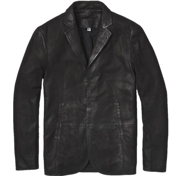 Foreign trade luxury Italian cashmere noodle suits, hand seams, hook buckle deoxy leather coat men low -key luxury
