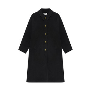 Fano FANO Mao Woors Hephun Win -Winter's newly contrasting lapel design sense medium long woolen coat
