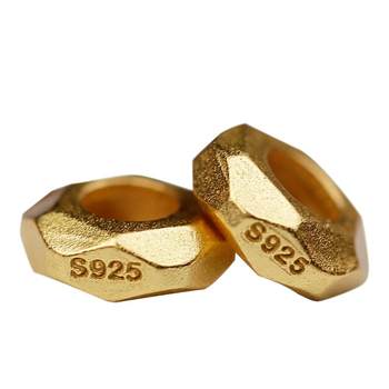 S925 silver gold -plated handmade ancient ancient method gold plating septum beads
