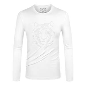 European station embroidered tiger head T -shirt men's long -sleeved top jacket spring and autumn tide brand with a white sympathetic bottom shirt