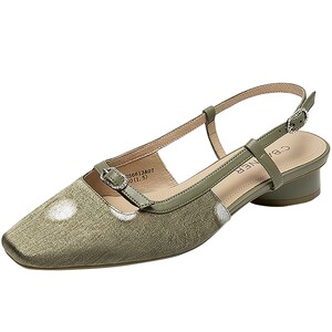 
Qianbaidu low heel, empty back, fashionable sandals for women, new Baotou commuting genuine leather sandals with versatile temperament