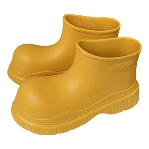 Film fashion wears waterproof adult raindrops Summer Simple Wind Pure Color Short Water Shoes thick bottom rain boots female
