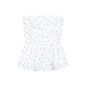 pusumede hot girls polka dot strapless shirt with sexy slim vest off-shoulder design sleeveless top for women