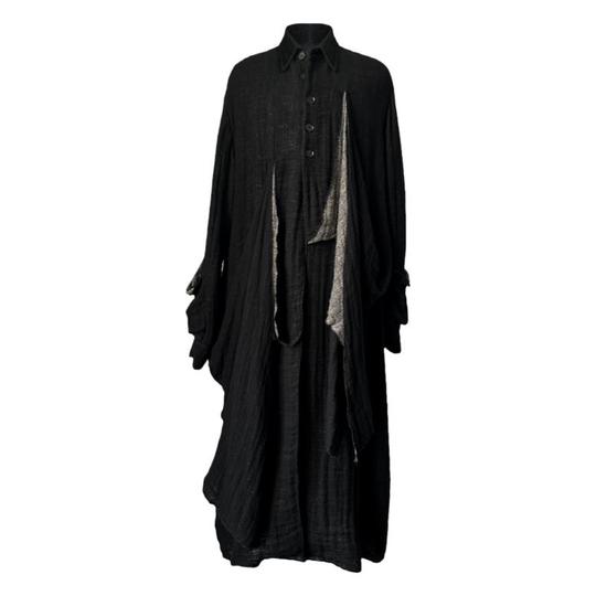 Japanese Retro Linen Cotton Coat - Long Double Layer Jacket