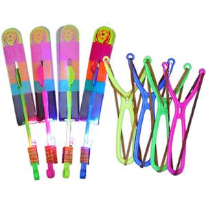 Large double flashes slingshot flying arrow flying light shot shooting bamboo dragonfly aircraft outdoor children's floor stall toys