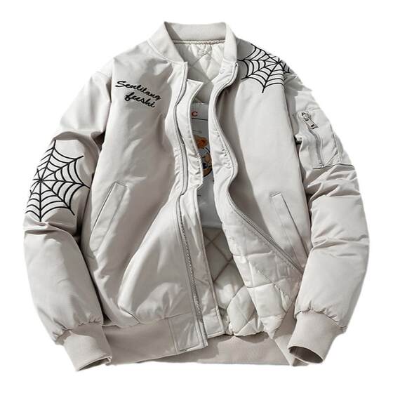 MyES Makino Senn Spider -Man embroidered baseball jacket loose jacket autumn and winter wild boys girl couple jacket
