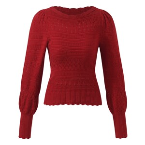 
Gloria red sweater for women in spring, Tencel top, pullover, zodiac year wear, New Year's shirt