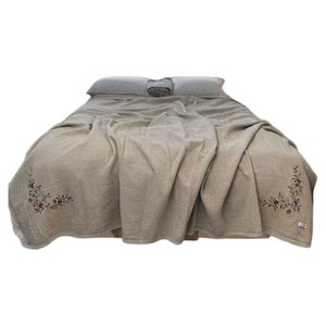 
Export natural 100% hemp embroidered blanket embroidered nap blanket casual blanket sofa blanket cover blanket A type of blanket breathable