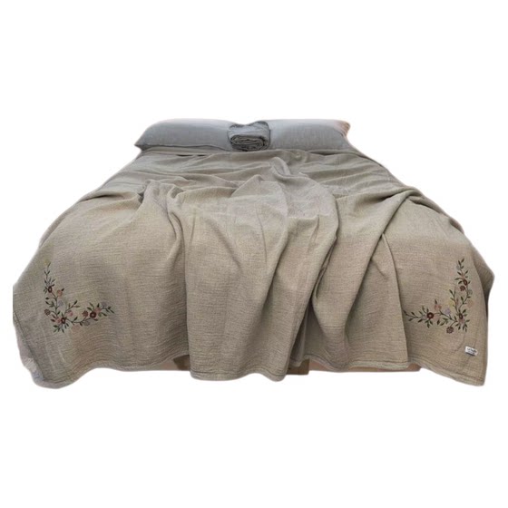 
Export natural 100% hemp embroidered blanket embroidered nap blanket casual blanket sofa blanket cover blanket A type of blanket breathable