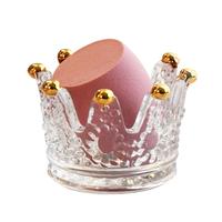 Retro European Glass Crown Candlestick Ornament With Crystal Mini Ashtray For Desktop Decoration