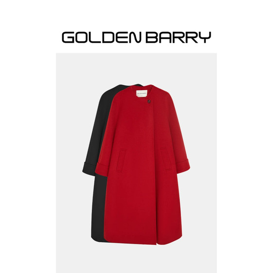 GOLDEN BARRY金和百瑞2024年冬季100%羊毛带腰带长款大衣140066