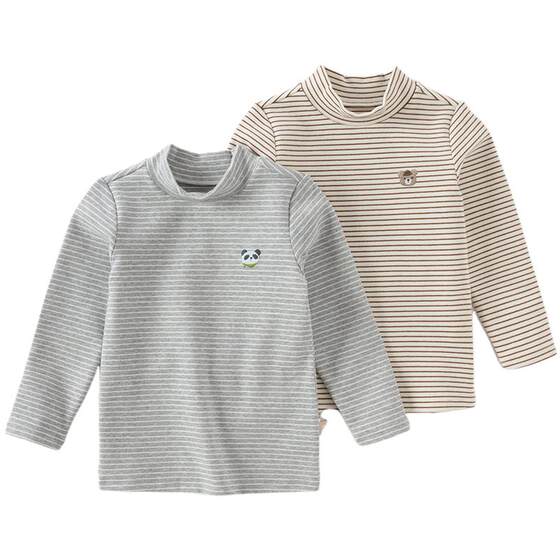 
David Bella children's long-sleeved T-shirt autumn and winter half turtleneck boys' bottoming shirt baby boy's inner top striped T-shirt