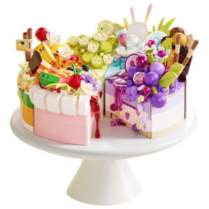 
Bricks and blocks, colorful dreamland birthday cake building block model, gift for girl on Valentine's Day and best friend's group desk calendar