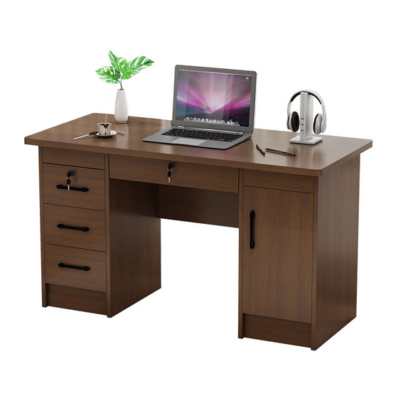 Solid wood office computer desk, ecological board, paint free board, office desk, old-fashioned boss desk with lock, staff desk