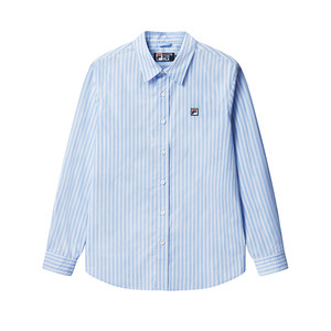 
FILA official men's woven long-sleeved shirt 2026 summer new vertical striped comfortable lapel top