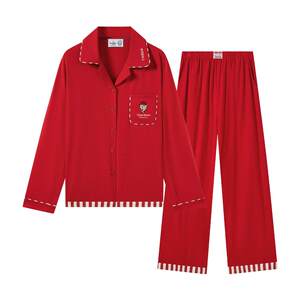 TeenieWeenie Bear Red Pajamas Women 2026 New New Year Pure Cotton Couples Home Clothing Suit Men