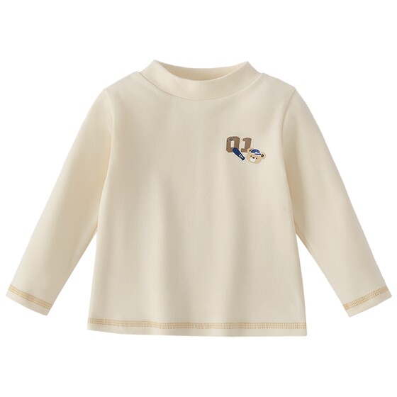 
[Antibacterial Far Infrared] Boys Long Sleeve T-Shirt Children's Turtle Collar Plus Velvet Autumn and Winter Clothes Warm Clothes 6 Baby Bottoming Shirt