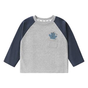 
Right European children's pure cotton long-sleeved T-shirt boys spring and autumn skin-friendly breathable contrast tops for small and medium-sized children baby bottoming shirts