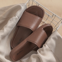 Light luxury leather pattern high-end cool slippers for women, summer couple, home, indoor shower, non slip male leather