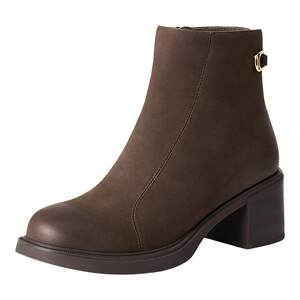 
Belle retro slim sheepskin high-heeled short boots winter new women's boots plus velvet elegant fashion boots E4X1DDD5