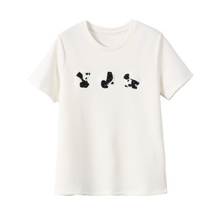 
Taomodao sweet and cool cute pet age-reducing national treasure sequined panda embroidery loose round neck short-sleeved T-shirt for women summer new style