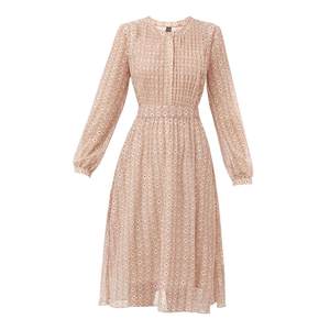 
Unwind pink chiffon dress for women Autumn 2025 autumn new women's clothing temperament high waist long sleeve lady skirt